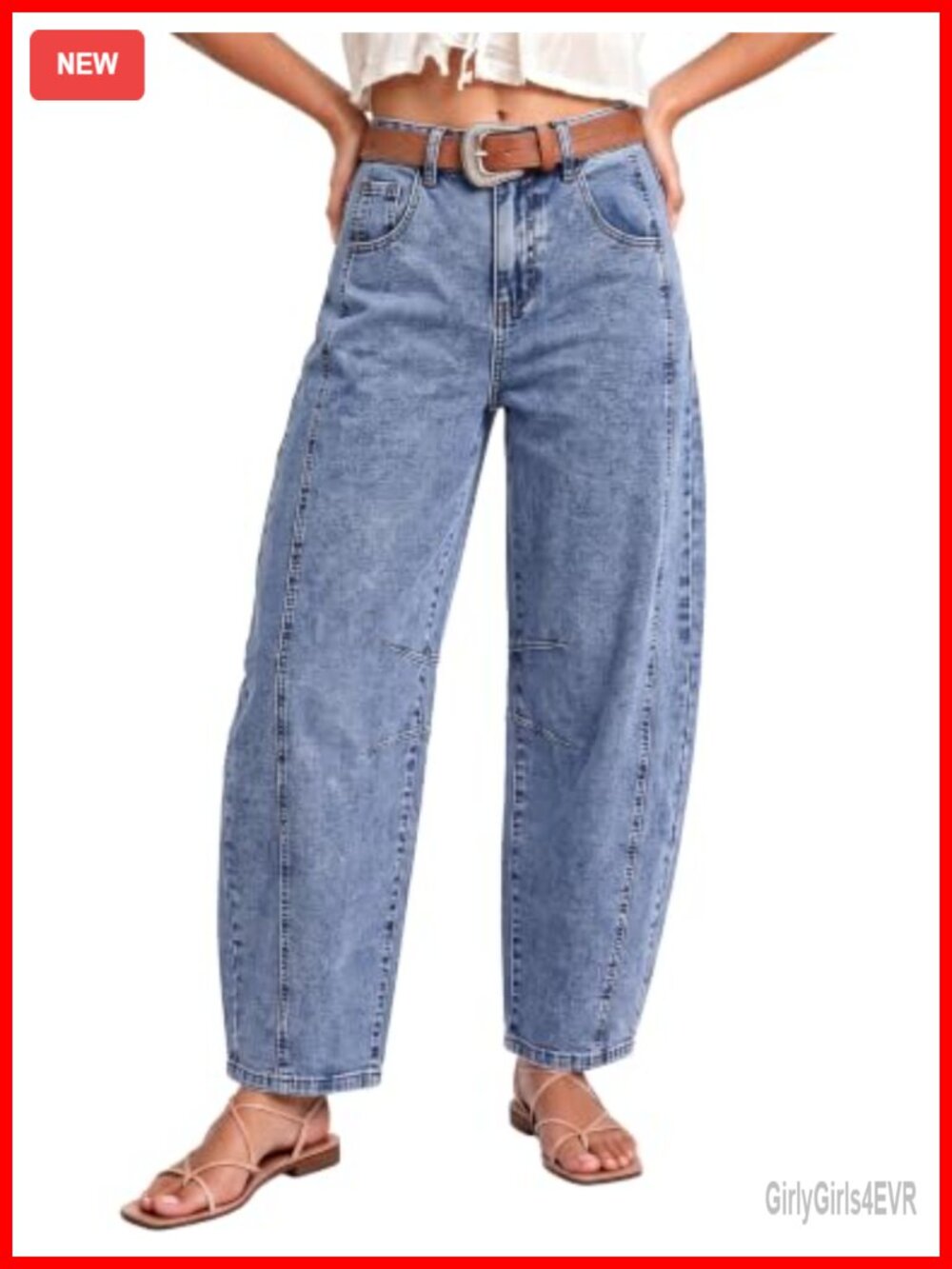 High Waisted Barrel Jeans Wide Leg Baggy Denim Ankle Pants